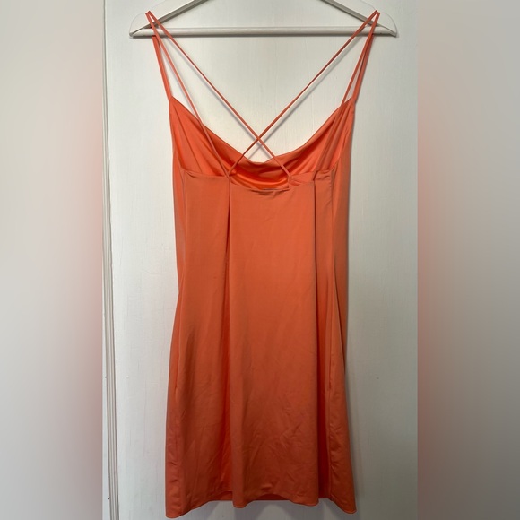 New, Forever 21 Coral Open Back Lightweight Mini Slip Dress. Size Small - Picture 3 of 5